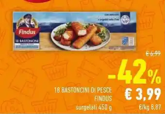 Conad 18 BASTONCINI DI PESCE FINDUS surgelati 450 g offerta