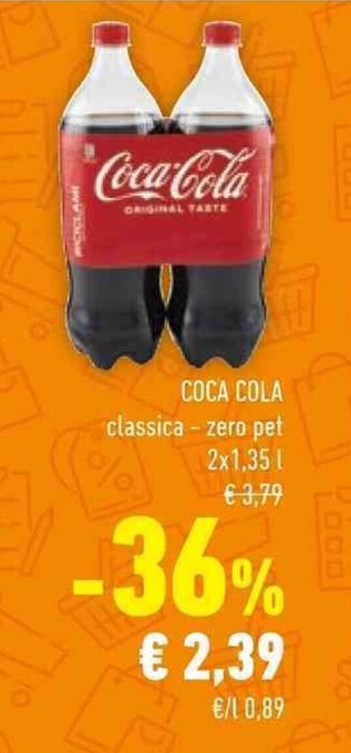 Conad COCA COLA classica - zero pet 2x1,35 l offerta