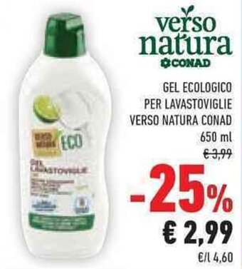 Conad GEL ECOLOGICO PER LAVASTOVIGLIE VERSO NATURA CONAD 650 ml offerta