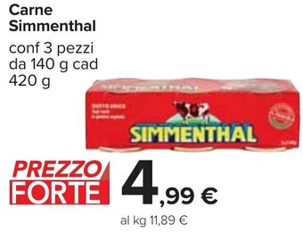 Carrefour Carne Simmenthal conf 3 pezzi da 140 g cad 420 g offerta