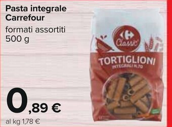 Carrefour Pasta integrale Carrefour formati assortiti 500 g offerta