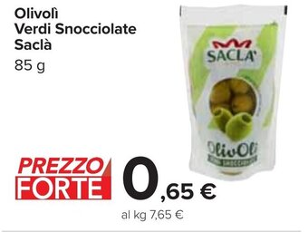 Carrefour Olivolì Verdi Snocciolate Saclà 85 g offerta