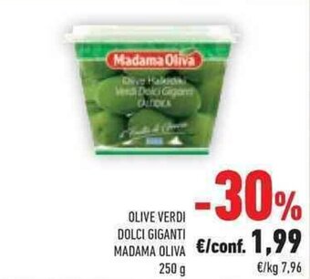 Conad OLIVE VERDI DOLCI GIGANTI MADAMA OLIVA 250 g offerta