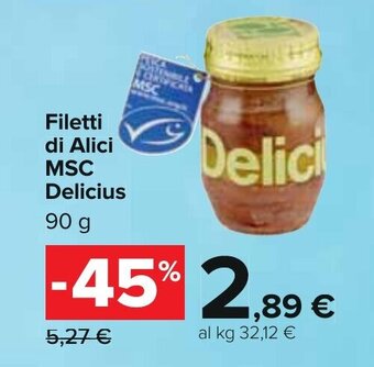 Carrefour Filetti di Alici MSC Delicius 90 g offerta