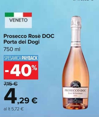 Carrefour Prosecco Rosè DOC Porta dei Dogi 750 ml offerta