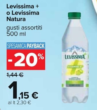 Carrefour Levissima + o Levissima Natura gusti assortiti 500 ml offerta