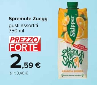 Carrefour Spremute Zuegg gusti assortiti 750 ml offerta