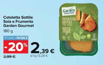 Carrefour Cotoletta Sottile Soia e Frumento Garden Gourmet 180 g offerta
