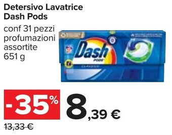 Carrefour Detersivo Lavatrice Dash Pods conf 31 pezzi profumazioni assortite 651 g offerta