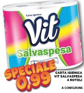 Vivo Supermercati Vit carta igienica salvaspesa 4 rotoli offerta