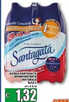Vivo Supermercati Santagata acqua effervescente naturale 6x 1.5l offerta