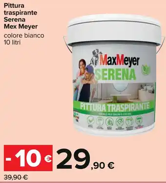 Pittura traspirante Serena Mex Meyer colore bianco 10 litri