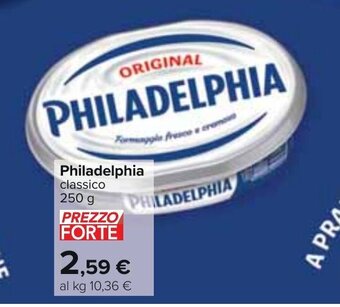 Carrefour Philadelphia classico 250 g offerta