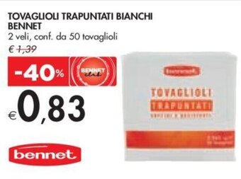 Bennet TOVAGLIOLI TRAPUNTATI BIANCHI BENNET 2 veli, conf. da 50 tovaglioli offerta