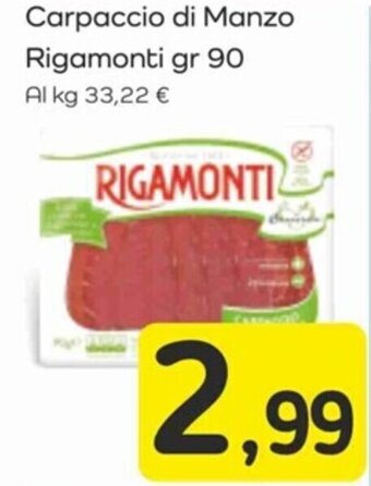 Famila Carpaccio di Manzo Rigamonti gr 90 offerta