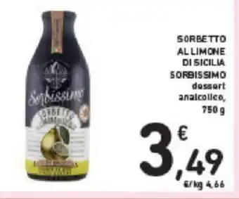 Conad SORBETTO AL LIMONE DI SICILIA SORBISSIMO 750 g offerta