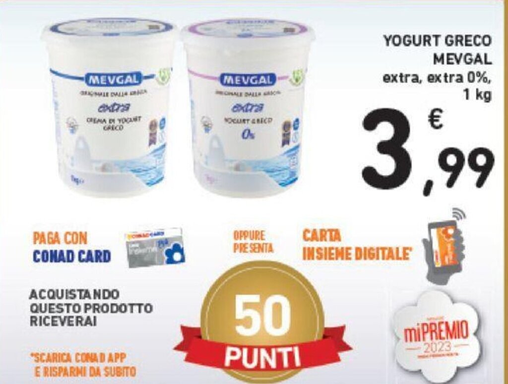 Offerta YOGURT GRECO MEVGAL 1 kg di Conad