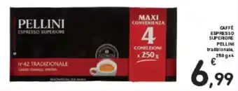 Conad CAFFÈ ESPRESSO SUPERIORE PELLINI tradizionale, 250 gx4 offerta