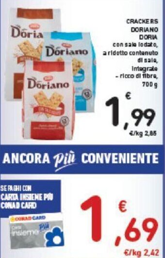 Conad CRACKERS DORIANO DORIA 700 g offerta