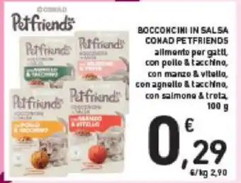 Conad BOCCONCINI IN SALSA CONAD PETFRIENDS 100 g offerta