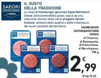 Conad HAMBURGER SAPORI&DINTORNI CONAD 180 g offerta