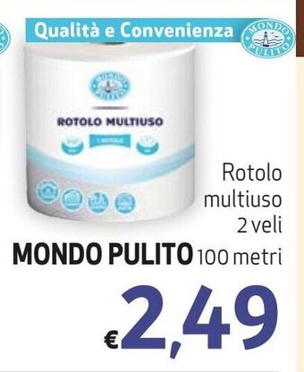 Maxi Family Rotolo multiuso 2 veli MONDO PULITO 100 metri offerta