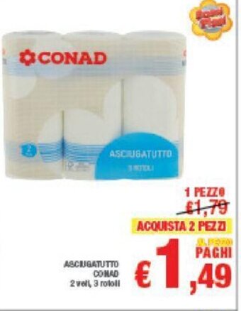Conad Asciugatutto Conad 3 rotoli offerta