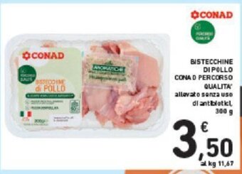 Conad BISTECCHINE DI POLLO CONAD PERCORSO QUALITA 300 g offerta