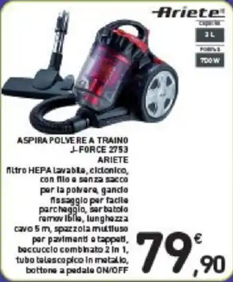 Conad Ariete™ ASPIRAPOLVERE A TRAINO J-FORCE 2753 ARIETE offerta