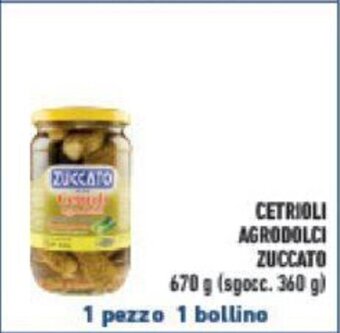 Conad CETRIOLI AGRODOLCI ZUCCATO 670 g (sgocc. 360 g) offerta