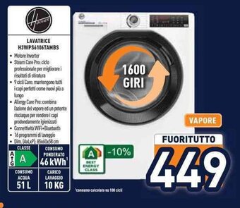 Hoover LAVATRICE H3WPS6106TAMBS