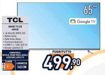 Unieuro TCL SMART TV LED 65P638 offerta