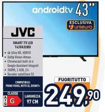 Unieuro JVC SMART TV LED T43VA32051 offerta