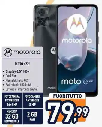 Unieuro motorola MOTO e22i offerta