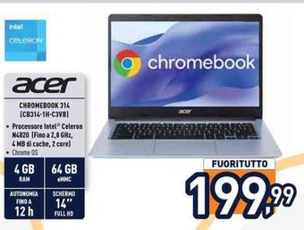 Unieuro acer CHROMEBOOK 314 (CB314-1H-C3VB) offerta