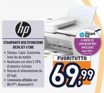 Unieuro hp STAMPANTE MULTIFUNZIONE DESKJET 4130E offerta