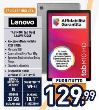 Unieuro Lenovo TAB M10 (2nd Gen) ZA6W0224SE offerta