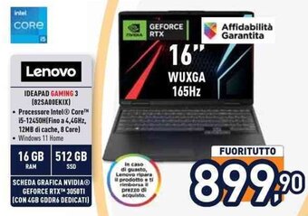 Unieuro Lenovo IDEAPAD GAMING 3 (82SA00EKIX) offerta