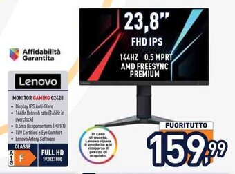 Unieuro Lenovo MONITOR GAMING G2420 offerta