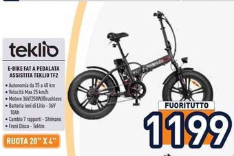 Unieuro E-BIKE FAT A PEDALATA ASSISTITA TEKLIO TF2 offerta