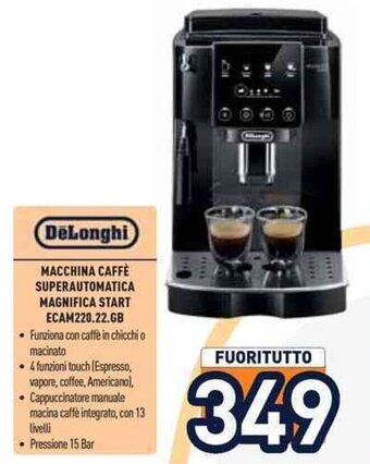 Unieuro DeLonghi MACCHINA CAFFÈ SUPERAUTOMATICA MAGNIFICA START ECAM220.22.GB offerta