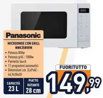 Unieuro Panasonic MICROONDE CON GRILL NNK35NWM offerta
