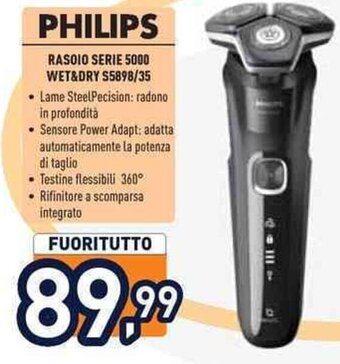 Unieuro PHILIPS RASOIO SERIE 5000 WET&DRY S5898/35 offerta