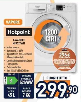 Unieuro Hotpoint LAVATRICE NFR527WIT offerta