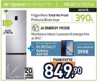Unieuro Frigorifero Total No Frost 390 L offerta