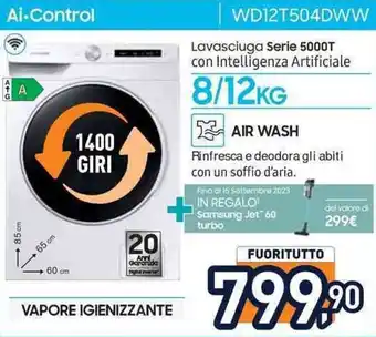 Unieuro Lavasciuga Serie 5000T 8/12 kg offerta
