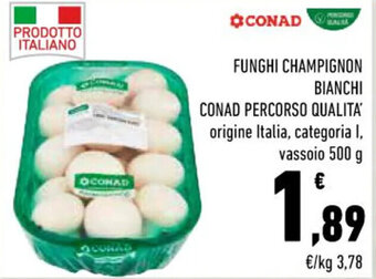 Conad City FUNGHI CHAMPIGNON BIANCHI CONAD PERCORSO QUALITA' 500 g offerta