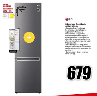MediaWorld LG Frigorifero Combinato GBP62DSNGN offerta