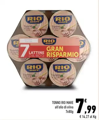 Conad City TONNO RIO MARE all'olio di oliva 7x80g offerta
