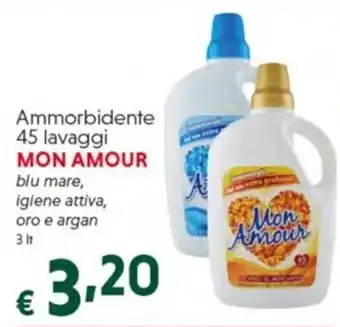 DiMeglio Ammorbidente 45 lavaggi MON AMOUR blu mare, igiene attiva, oro e argan 3 lt offerta